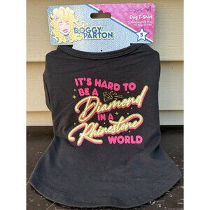 Doggy Dolly Parton Black Dog T-Shirt Costume Hard To Be Diamond Rhinestone World